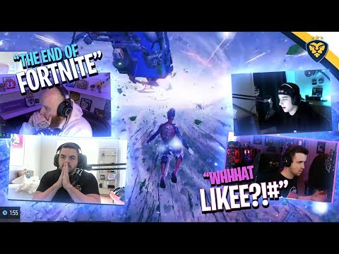 STREAMERS REACT TO THE END OF FORTNITE! (Fortnite: Battle Royale)