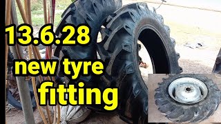 13.6.28.  tractor new tyre fitting || wheel fitting || easy repair 👍👍