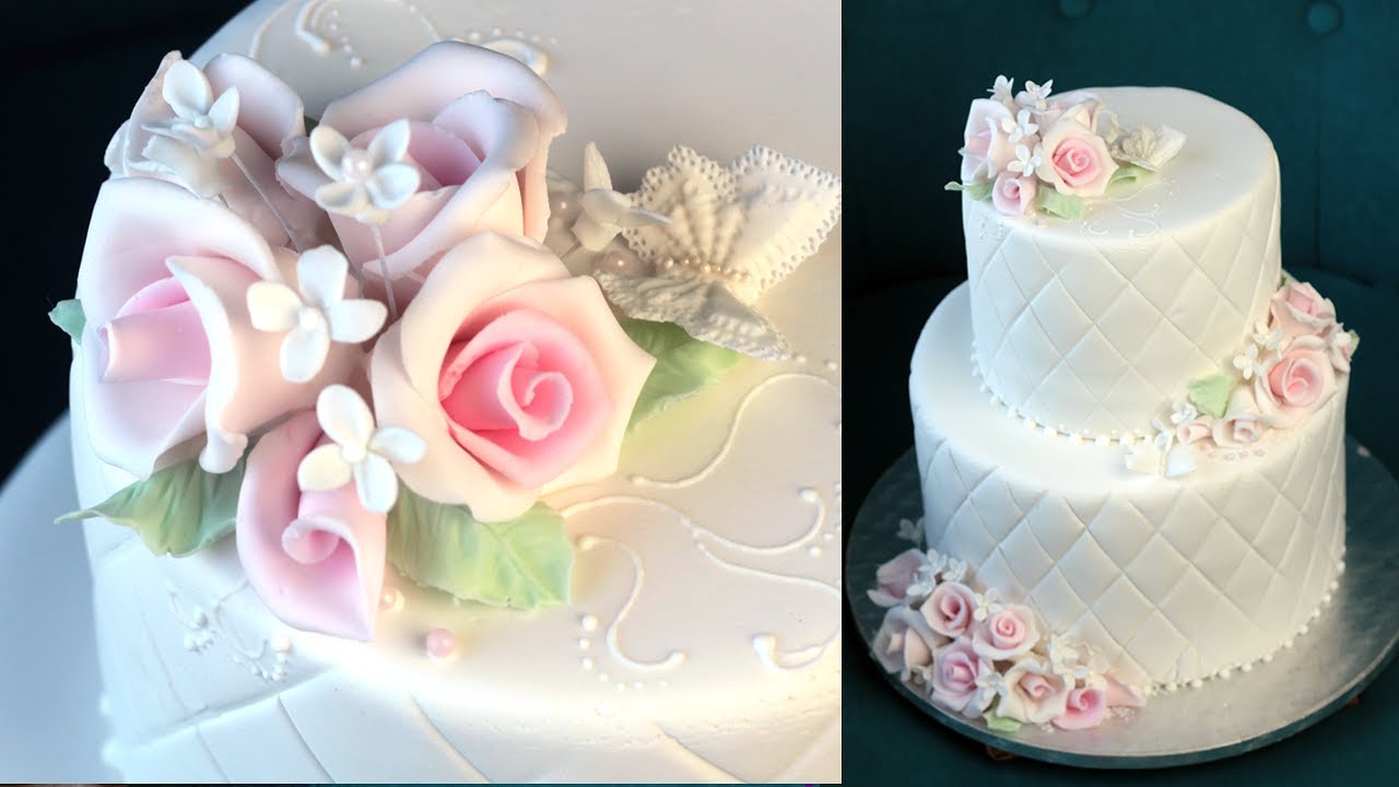 Piętrowy tort z różami 🌷🌷🌷