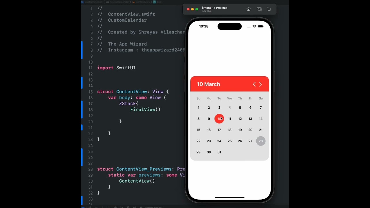 CUSTOM CALENDAR UI BY CODEING  📆 || #shorts