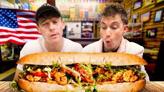 Brits try the most famous sandwich in New Orleans!