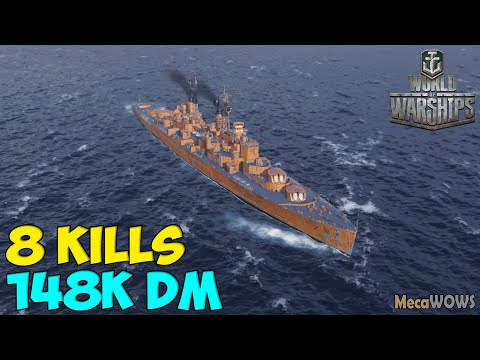 World of WarShips | Neptune | 8 KILLS | 148K Damage - Replay Gameplay 4K 60 fps