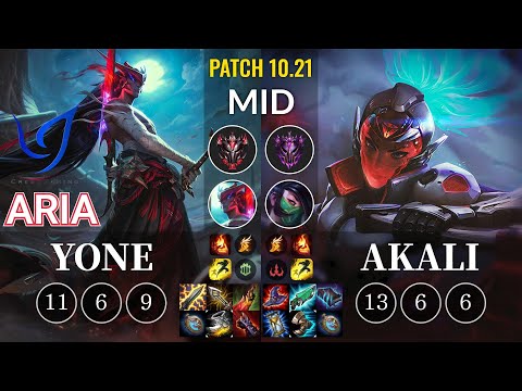 CGA Aria Yone vs Akali Mid - KR Patch 10.21