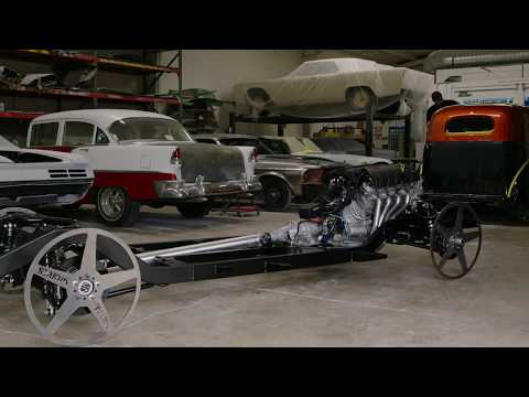 Rolling and powered Art Morrison 55-57 Chevy chassis by MetalWorks
