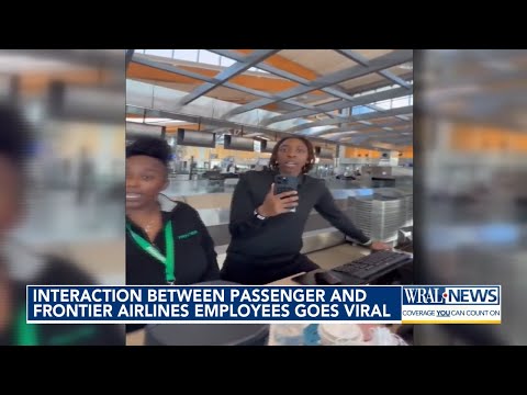 Employee mocks RDU passenger at Frontier Airlines check-in counter