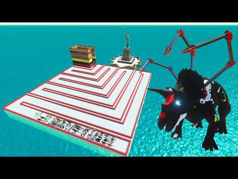 ESCAPE FROM ALIEN TRICERATOPS  - Animal Revolt Battle Simulator - ARBS