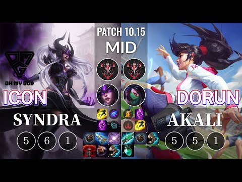 OMG icon Syndra vs DoRun Akali Mid - KR Patch 10.15