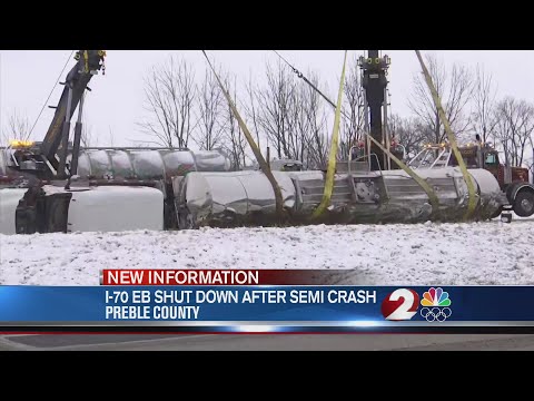 I-70 W in Preble County reopens after semi overturns Tuesday
