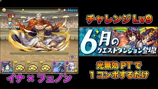 【パズドラ】【2020】チャレンジLv9は光無効のイナフェノンで誰でも簡単クリアできる【6月のクエスト】PUZZLE & DRAGONS