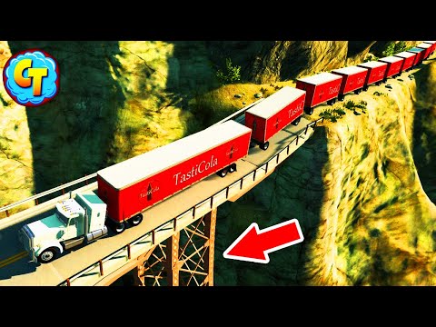Truck Train VS Destructible Bridge Accidents ✅ Beamng Drive