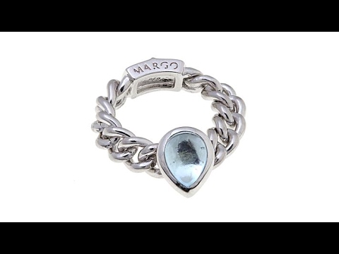 Margo Manhattan Blue Topaz/White Topaz Chain Link Ring