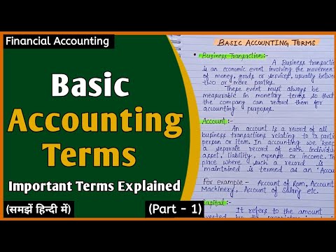 Basic Accounting Terms | Class 11 | Class 12 | Bcom | Mcom | In Hindi |