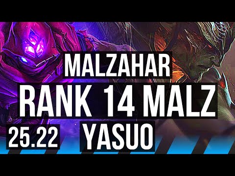 MALZAHAR vs YASUO (MID) | Rank 14 Malz | KR Master | 25.22