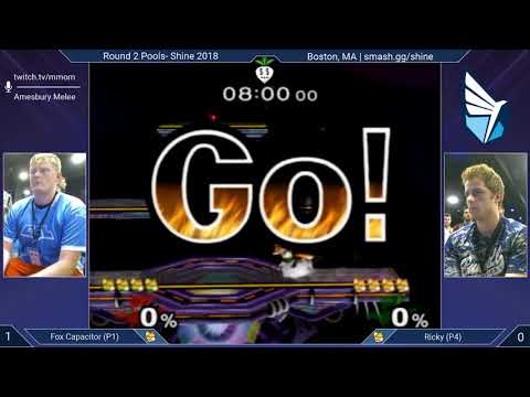 Shine 2018 SSBM - FoxCapacitor (Default Fox) vs. Ricky (Blue Fox) - Melee R2 Pools