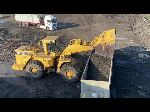 Caterpillar 990 Wheel Loader Loading Coal On Lorries - S.G.M Melidis
