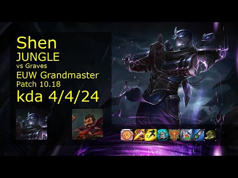 Shen vs Graves Jungle - EUW Grandmaster 4/4/24 Patch 10.18 Gameplay