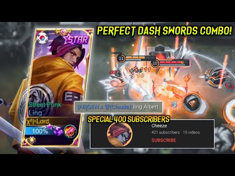 Perfect Dash Swords Combo! | LING MONTAGE SPECIAL 400 SUBSCRIBERS 🎉 Thank You All ❤️- Mobile Legends