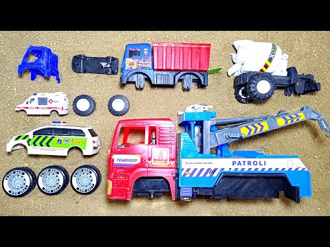 Mencari & Merakit Mobil Mainan Terkubur Truk Derek Besar, Truk Molen, Dump Truk, Mobil Ambulan