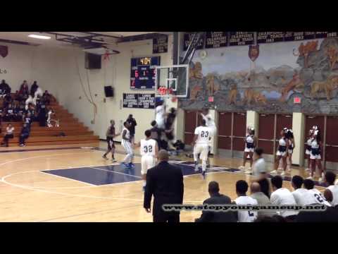 Largo's Abdul Bundu's 2 2-hand backboard shaking dunks, 1-hand power dunk & 2 big-time blocks!