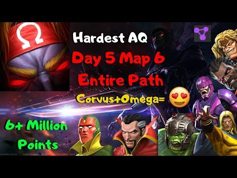 Hardest Current AQ Day 5 of Map 6! Fighting Linked! Corvus and Omega Gods! - MCOC