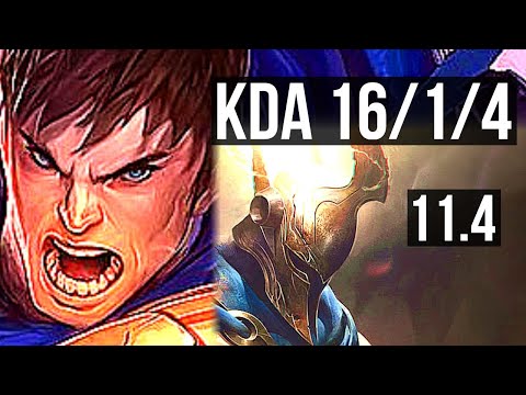 GAREN vs PANTHEON (TOP) | 16/1/4, Legendary, Rank 8 Garen, 600+ games | EUW Grandmaster | v11.4