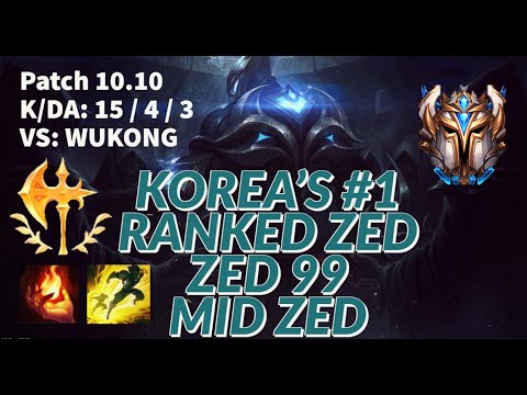 WORLD'S #1 RANKED ZED - [ZED99] KOREAN CHALLENGER SOLO QUEUE - LEAGUE OF LEGENDS PRO VODS