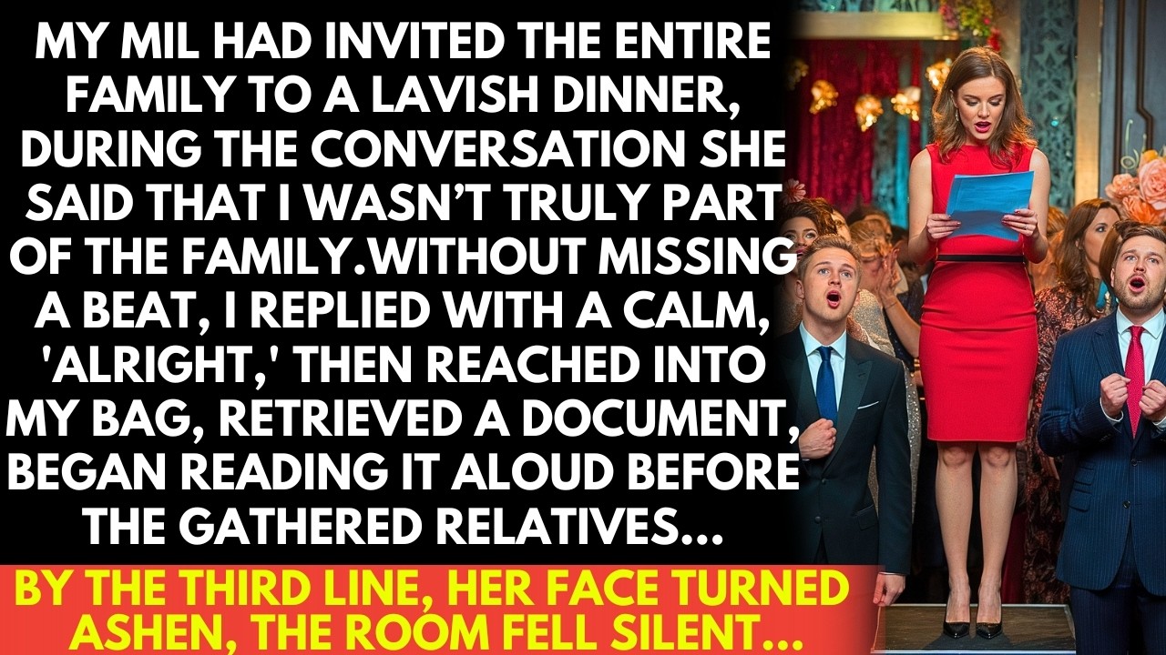 My MIL said I wasn't part of the family At a lavish family dinner. I calmly replied, "Alright." but?