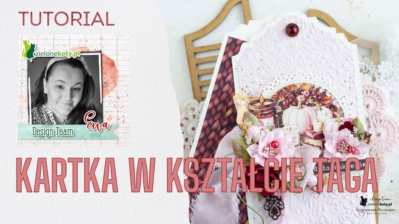 Jesienna kartka w kształcie taga + video | Ewa
