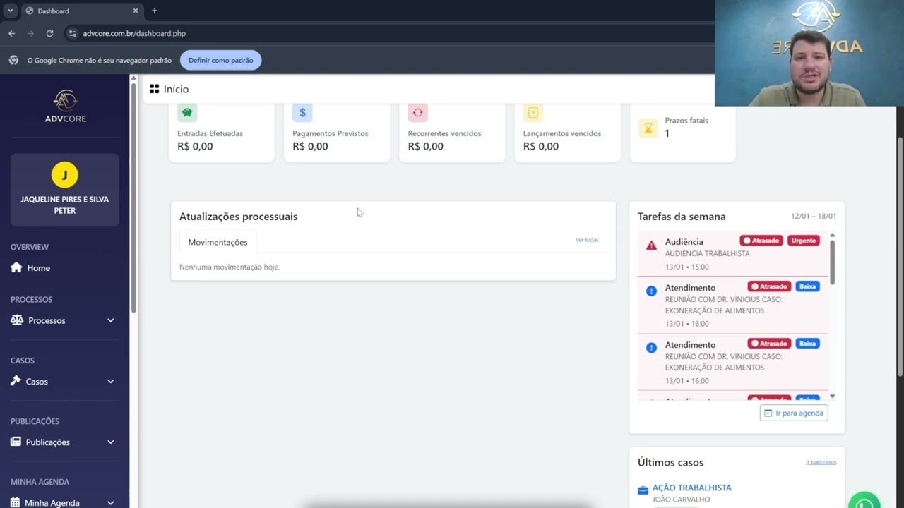 Atualizações do Sistema no AdvCore Academy | Sistema Jurídico AdvCore