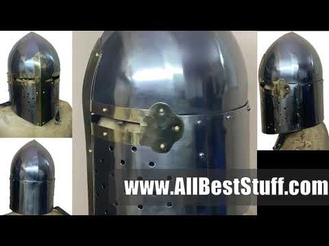 Watch YouTube Video for Medieval Sugar Loaf Great Helmet 16 Gauge Steel