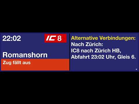 SBB TTS Ansage - Ausfallmeldung zum IC8 nach Romanshorn - Vereiste Bahnanlagen