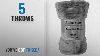 Top 10 Throws [2018]: AmigoZone Soft Luxury Faux Fake Fur Mink Throw Sofa Bed Blanket (Silver Grey,