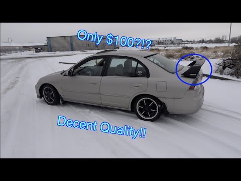 eBay Mugen RR Replica Spoiler Install on 2002 Honda Civic | $500 Civic Build Pt.30