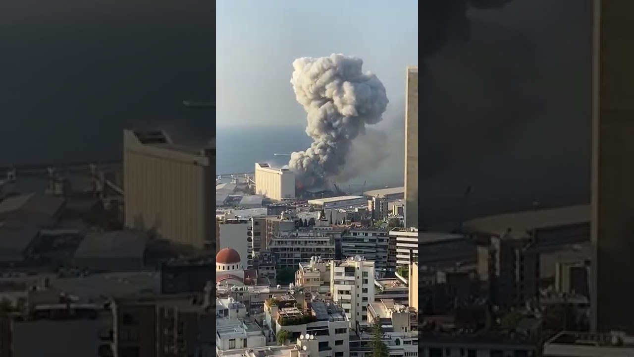 Lebanon bomb blast most clear video showing massive shockwave and big blast
