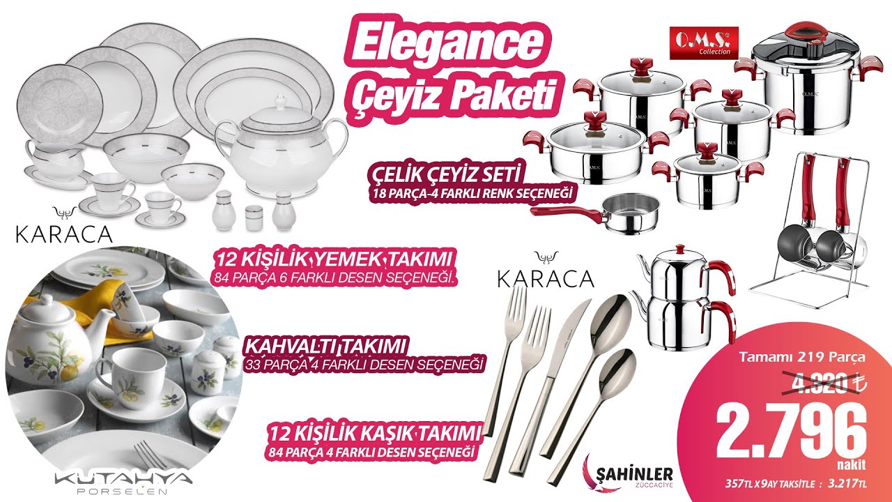 Şahinler Züccaciye'de Elegance Çeyiz Paketi Süper Fiyatla