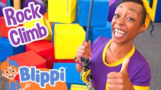 Meekah Climbs to Learn Rainbow Colors at the Indoor Playground! | Blippi - Learn Colors and Science