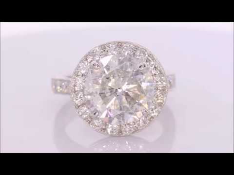 7.10 ctw Diamond Engagement Ring - Round Cut G SI3 | BigDiamondsUSA