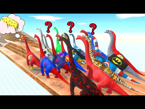 SUPER HERO ALL BRACHIOSAURUS RACE GET A EAT GOLD PIG ► Animal Revolt Battle Simulator