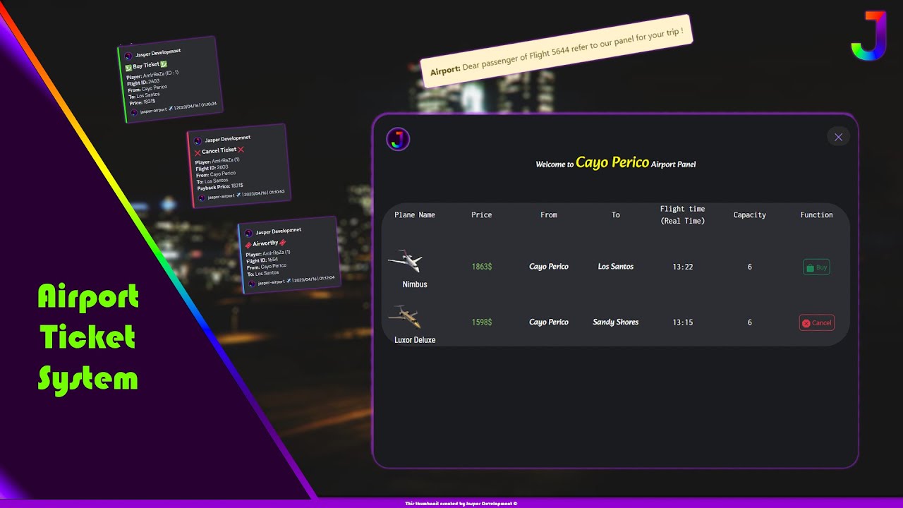 [ESX] [QBCORE] [PAID] Air travel (airport with modern UI ticket system) ✈️ thumbnail 2