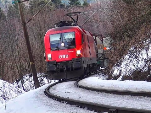 Electric freight trains with supercharged engines climb the Carpathian Mountains-Romania-2020