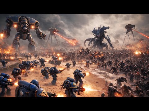 SPACE MARINES Beach Attack vs 4 MILLION Aliens, Predators & Zombies - UEBS 2 | Battle Simulator 2