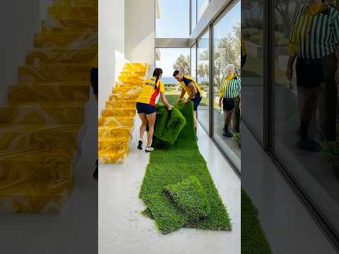 This Green Floor is Incredible 🤯💚💙 Epoxy Luxury Turf Field Floor 🔥 #epoxy #home #shorts