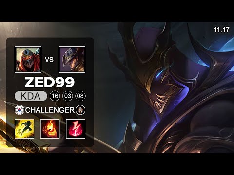 ZED99 Zed Mid vs Twisted Fate - KR Challenger | Season 11 Patch 11.17