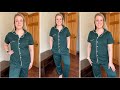 Ekouaer Women Pajamas Set Button Down Sleepwear Short Sleeve Nightwear With Long Pants Soft Pjs Set