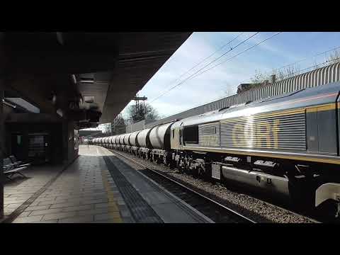 Stafford Railway Station 66742 GBRf arriving on the UDG on 6M90 on 29th March 2025