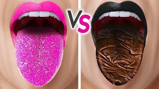 PINK VS BLACK FOOD CHALLENGE 🩷🖤 Good vs Bad One Colored 😍 Wednesday vs Enid By 123GO! TRENDS