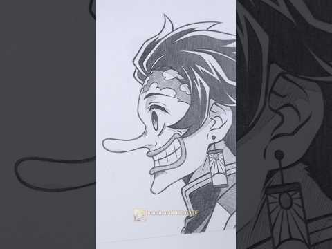 Drawing Tanjiro 🗿 Side view 🎨 #shorts #drawing #demonslayer