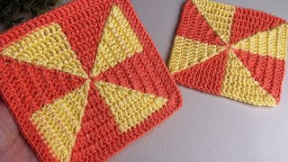 Easy&unique crochet square pattern,step by step very easy for beginners