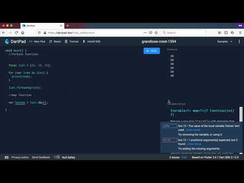 Dart Functions - The forEach() and map() functions in Dart.
