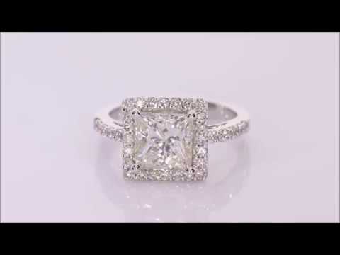2.55 ctw Diamond Engagement Ring - Princess Cut H SI2 | BigDiamondsUSA